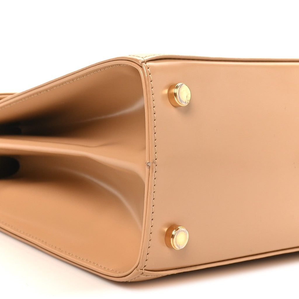 Brushed Off Calfskin Small Iconic Top Handle Camel