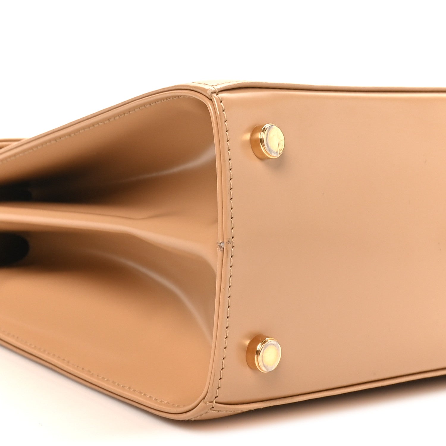 Brushed Off Calfskin Small Iconic Top Handle Camel