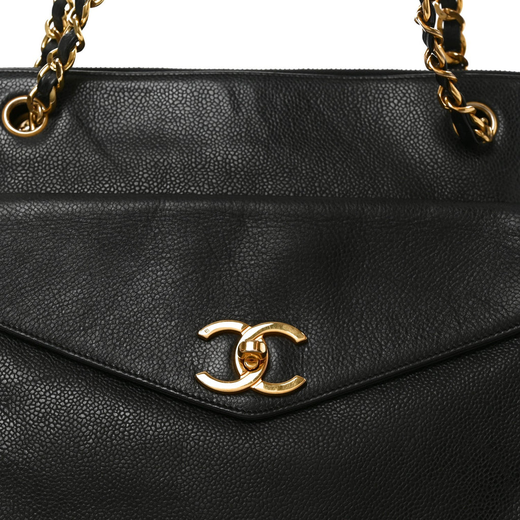 Caviar Flap Shoulder Bag Black