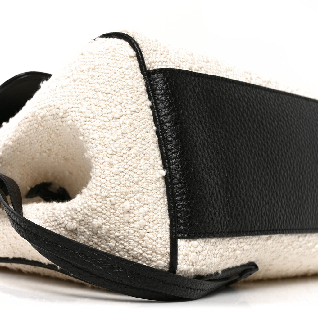 Grained Calfskin Boucle Urban Essentials Small Shopping Bag Ecru Black