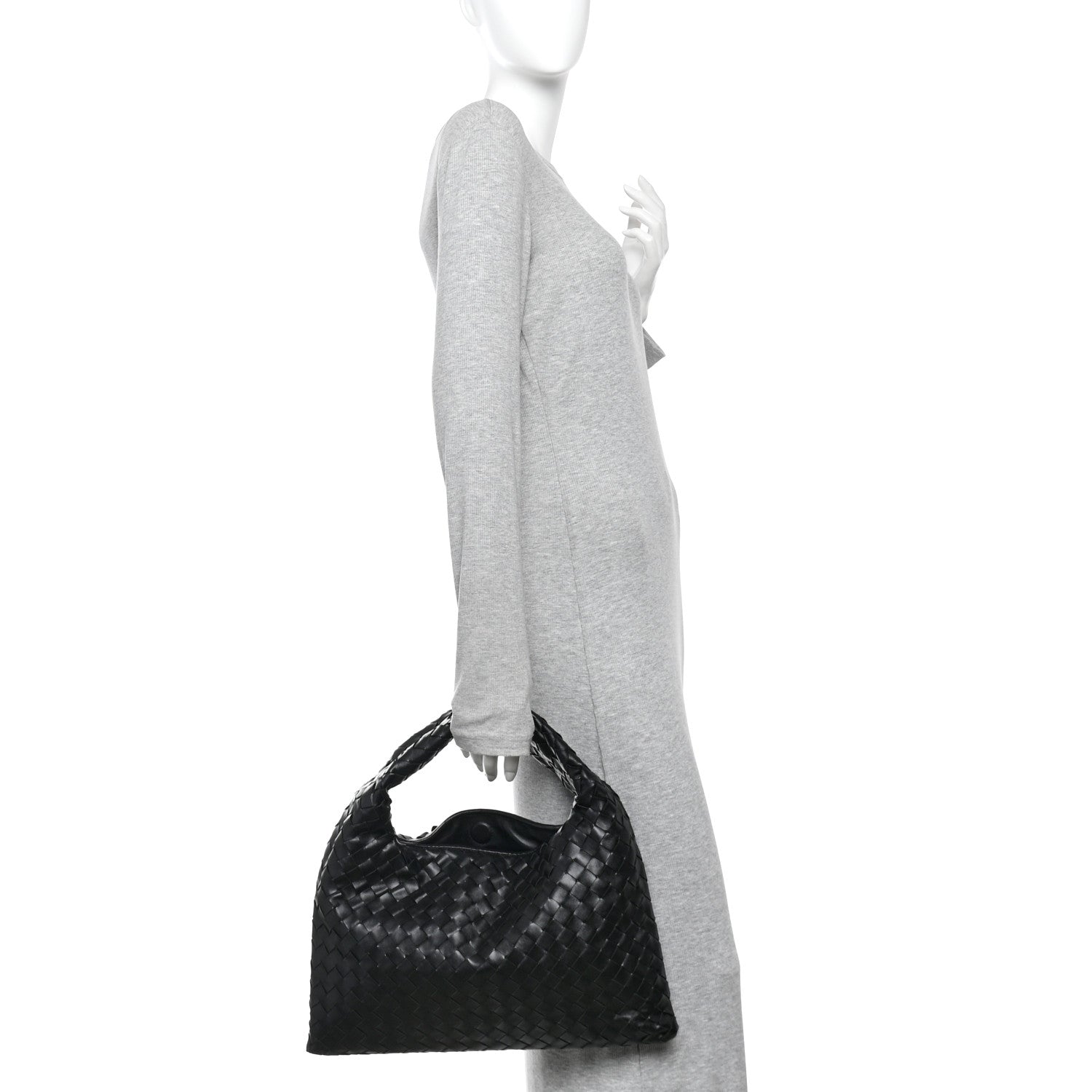 Calfskin Intrecciato Small Hop Black