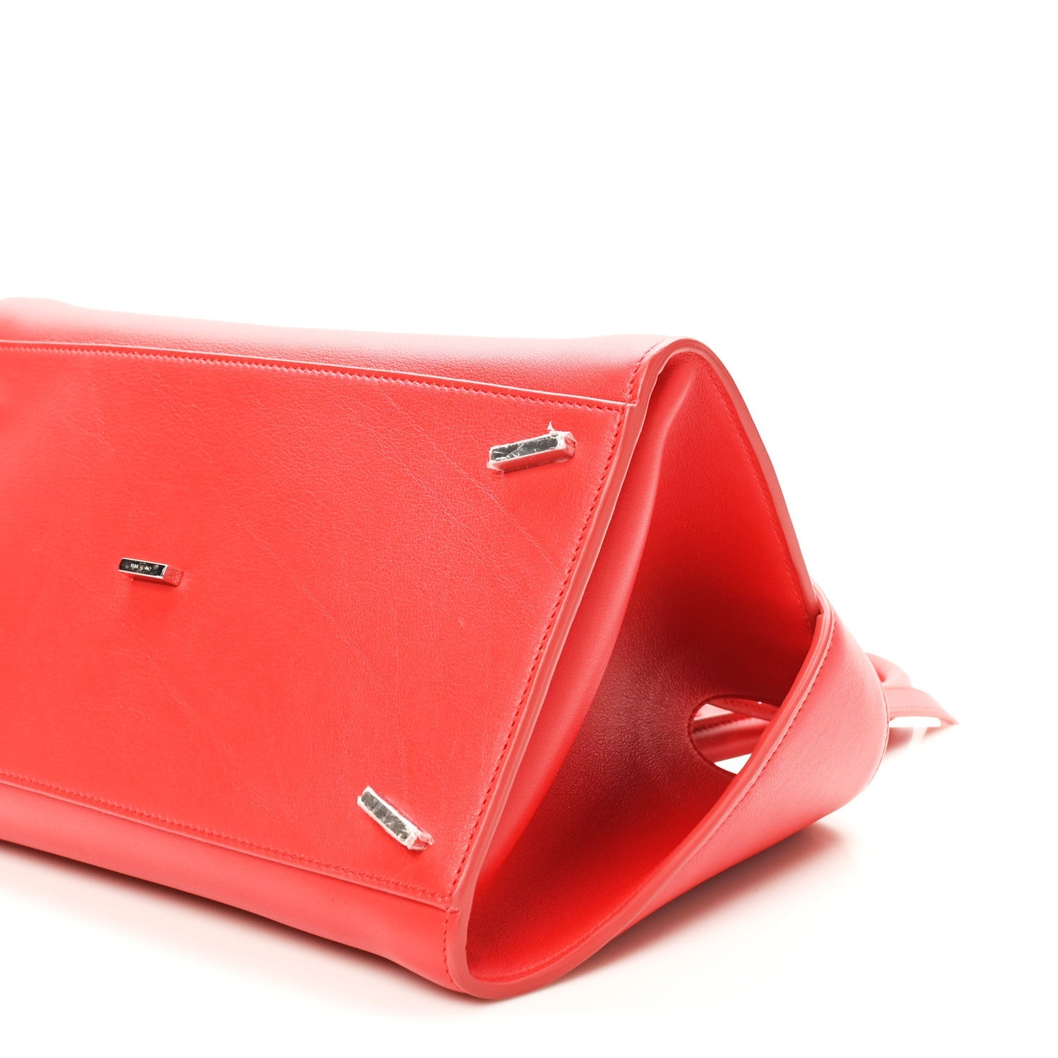 Natural Grain Calfskin Medium Hug Bag Flame Red