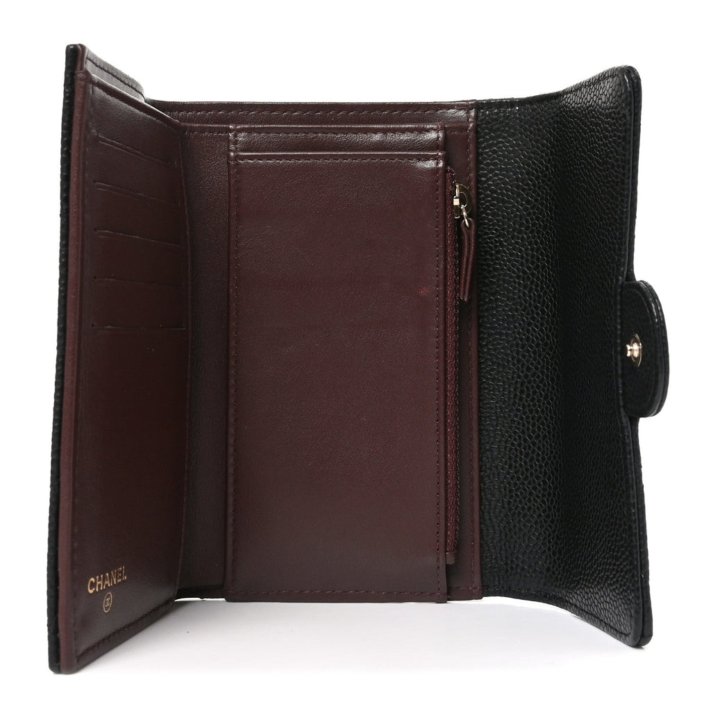 Caviar Quilted Medium Flap Wallet Black