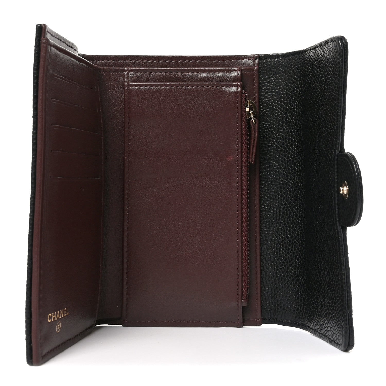 Caviar Quilted Medium Flap Wallet Black