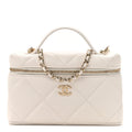 Caviar Quilted Top Handle Slim Vanity With Chain White