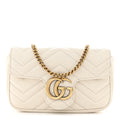 Calfskin Matelasse Super Mini GG Marmont Shoulder Bag White