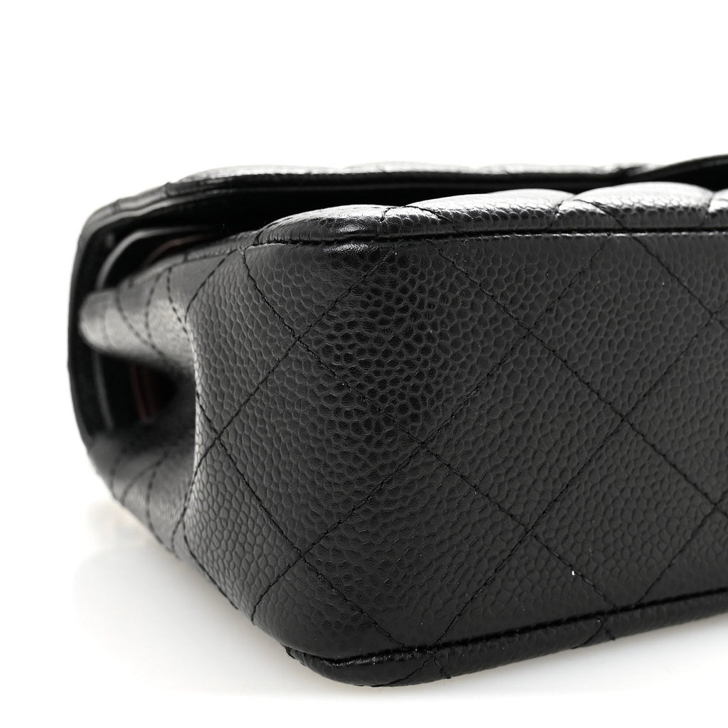 Caviar Quilted Medium Double Flap Black