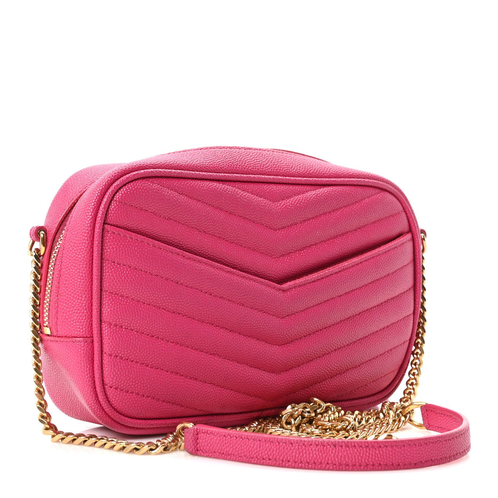 Grain De Poudre Matelasse Monogram Mini Lou Camera Bag Fuchsia