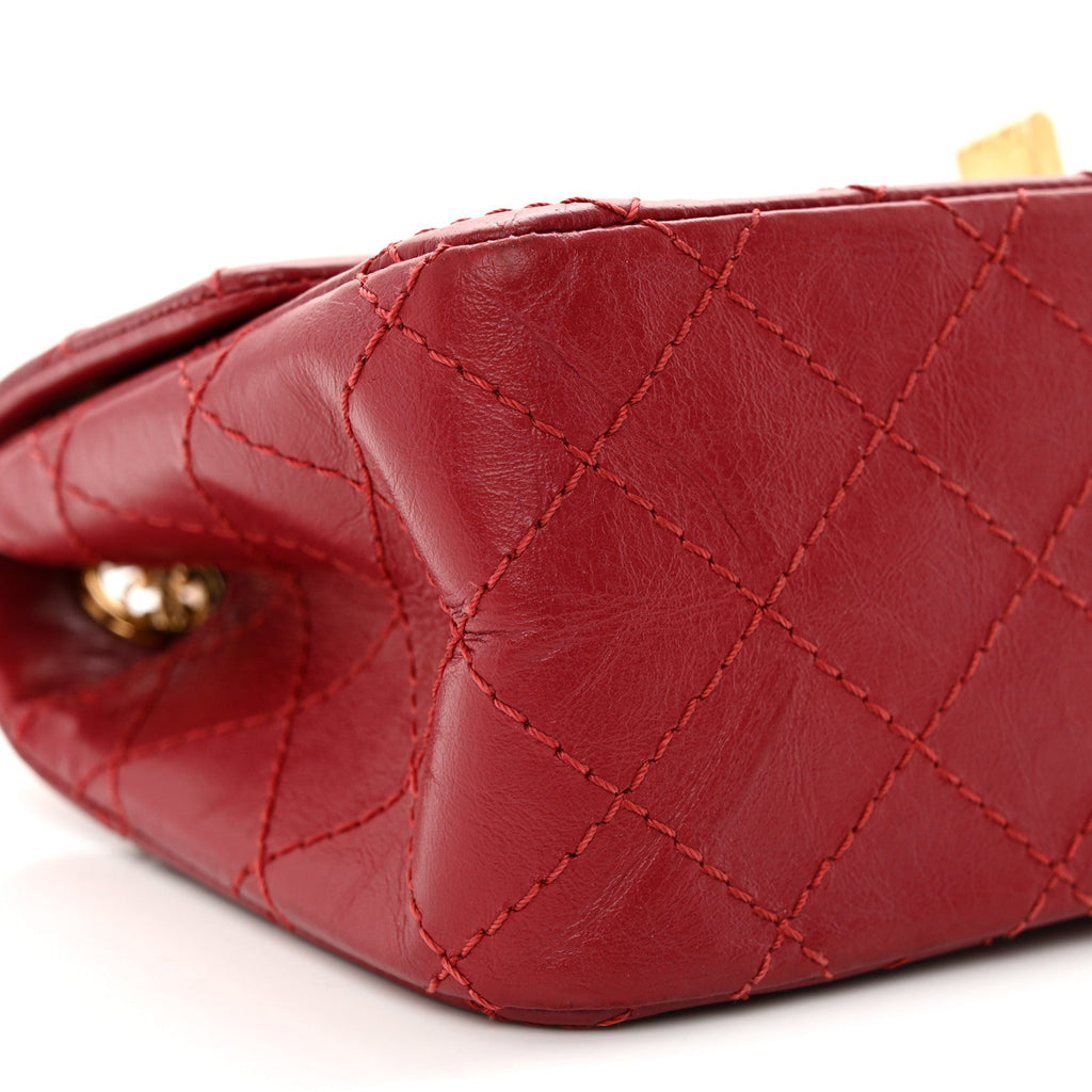 Aged Calfskin Quilted 2.55 Reissue Mini Flap Red