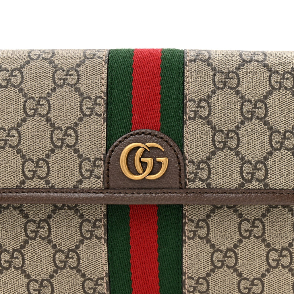 GG Supreme Monogram Web Small Ophidia Belt Bag Brown