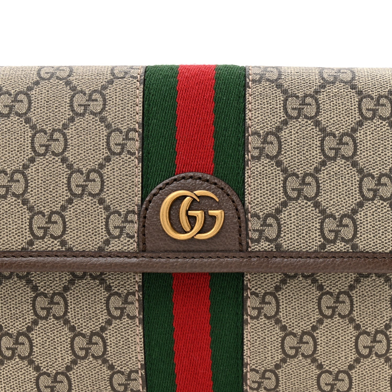 GG Supreme Monogram Web Small Ophidia Belt Bag Brown