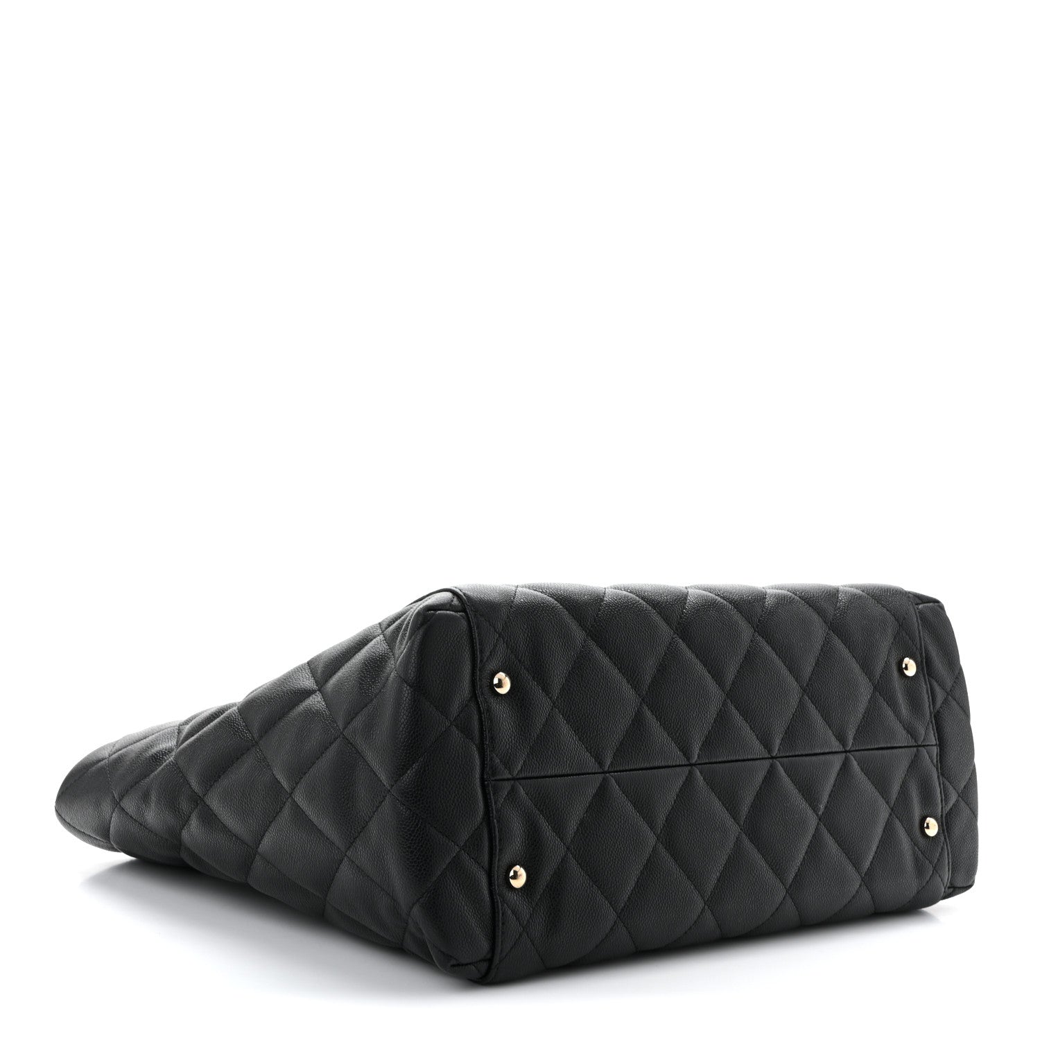 Caviar Quilted Large Shopping Tote Black