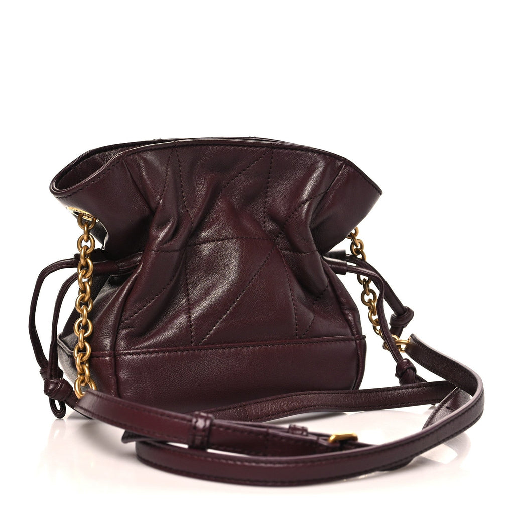 Lambskin Matelasse Monogram Mini Jamie Shoulder Pouch Rouge Cabernet