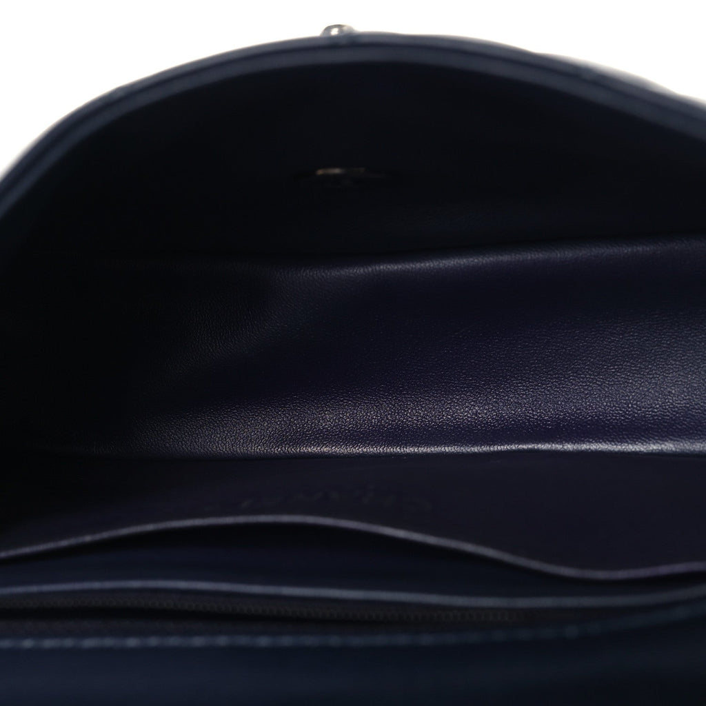 Lambskin Quilted Mini Rectangular Flap Dark Navy Blue