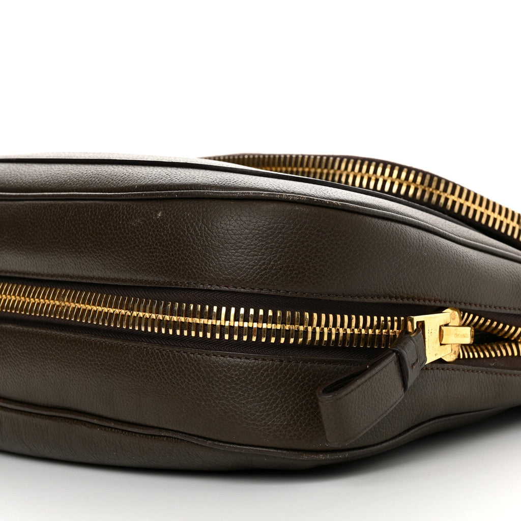 Grained Calfskin Large Jennifer Crossbody Bag Brown