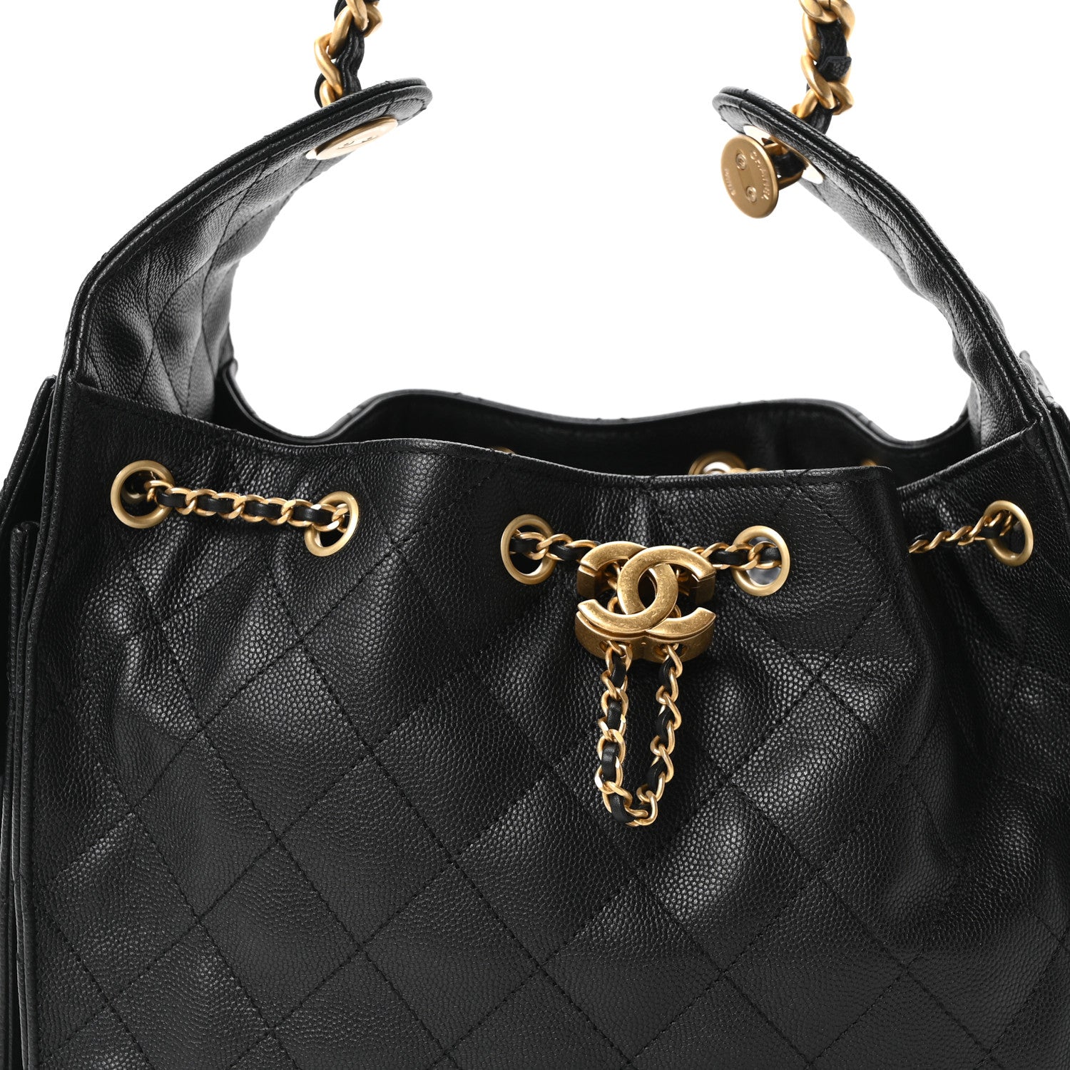 Caviar Quilted Small Chanel 25 Handbag Black Black