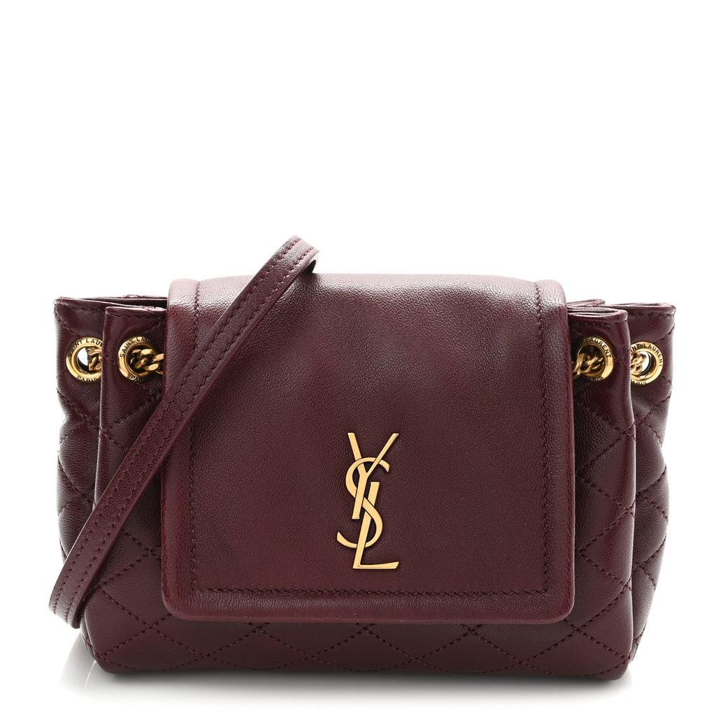 Lambskin Quilted Monogram Mini Nolita Rouge Cabernet