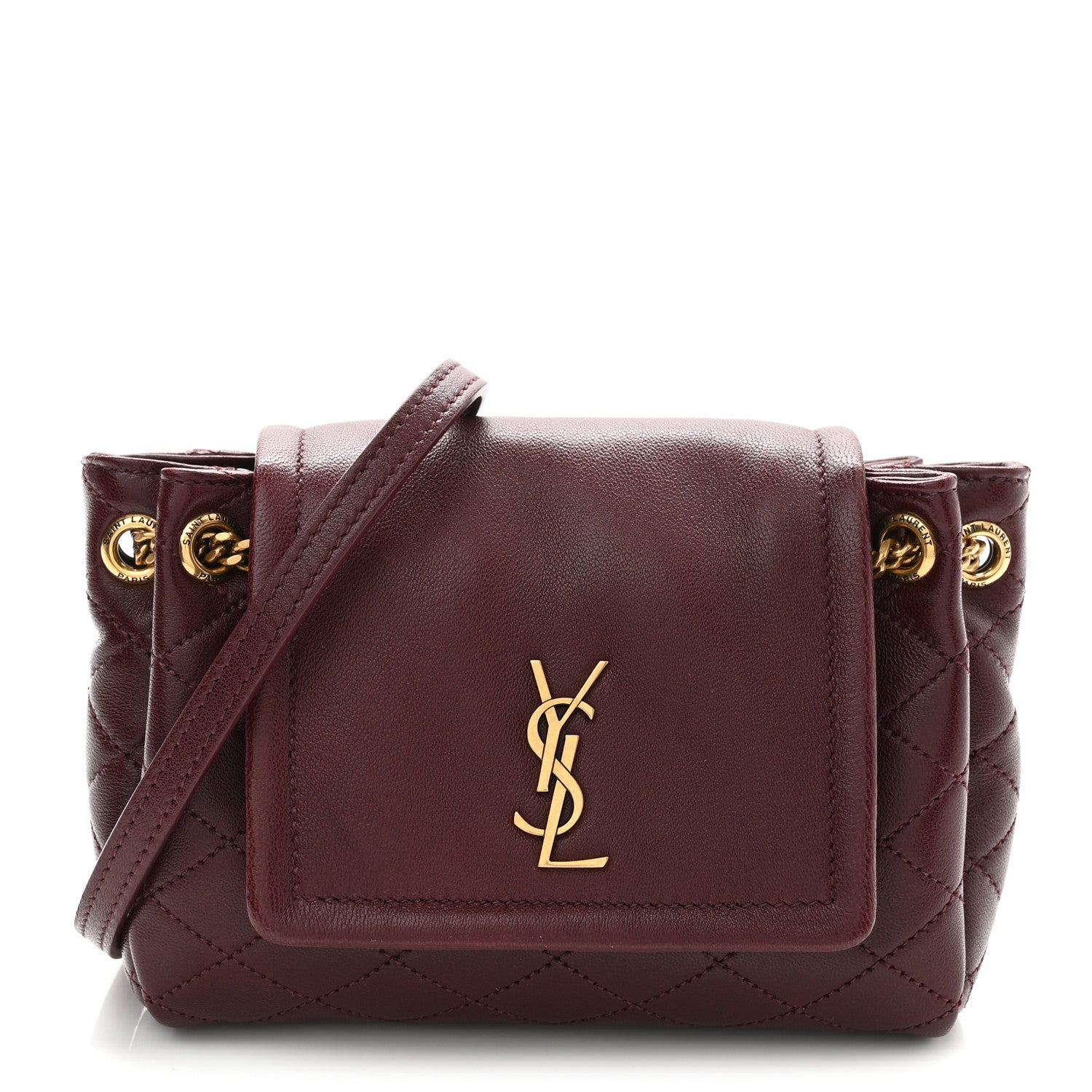 Lambskin Quilted Monogram Mini Nolita Rouge Cabernet