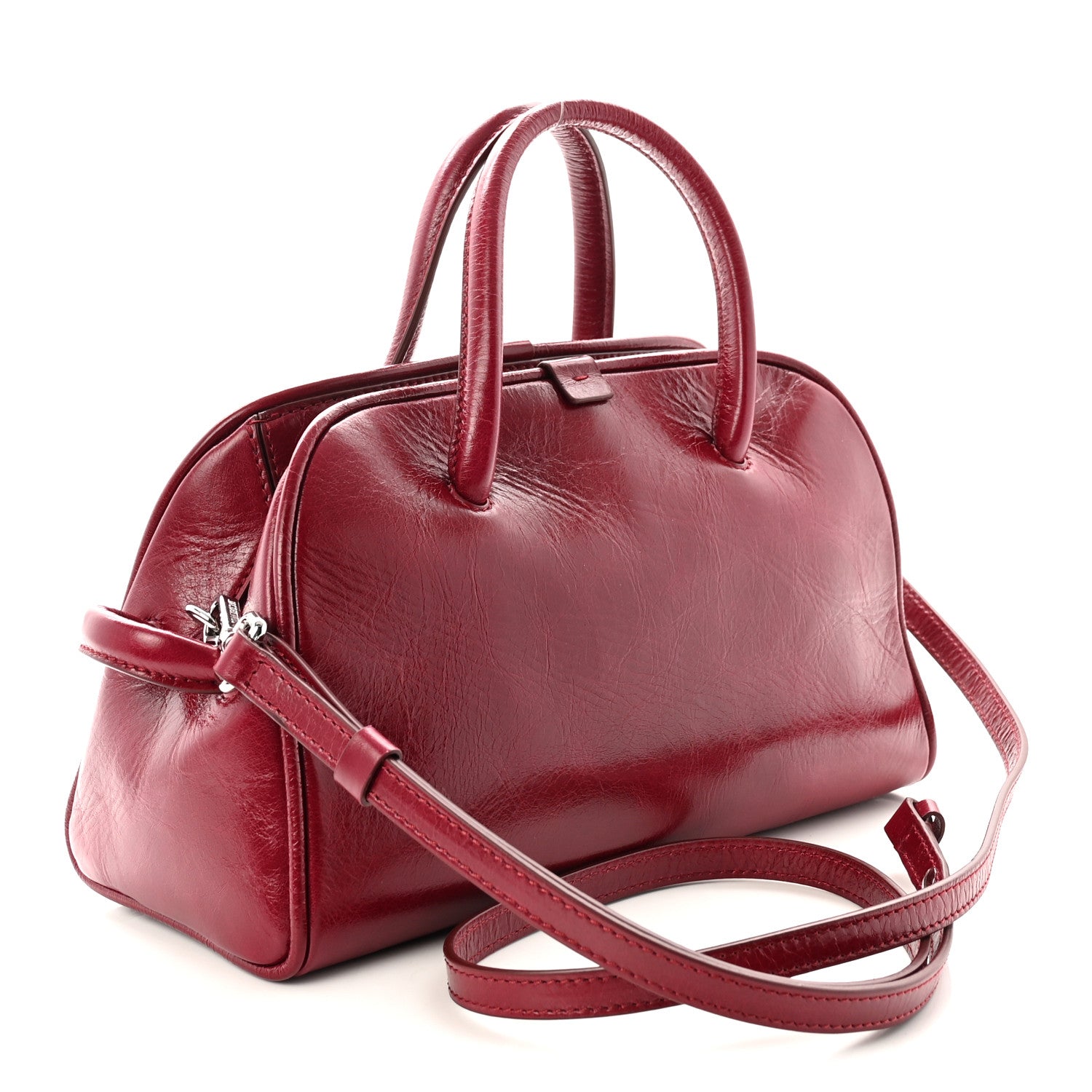 Shiny Calfskin Small Turismo Bag Burgundy
