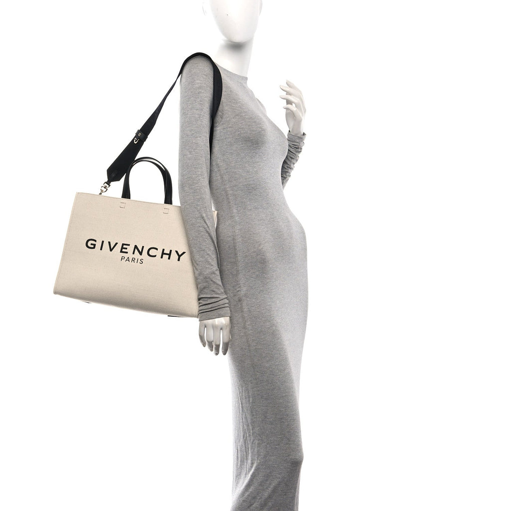 Canvas Medium G-Tote Beige Black