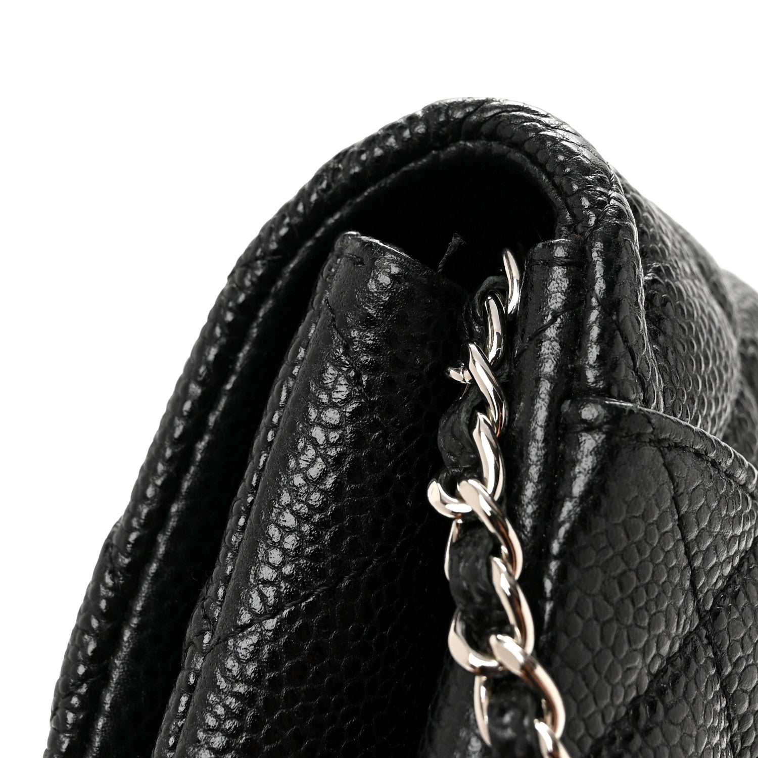 Caviar Quilted Clutch With Chain Flap Black