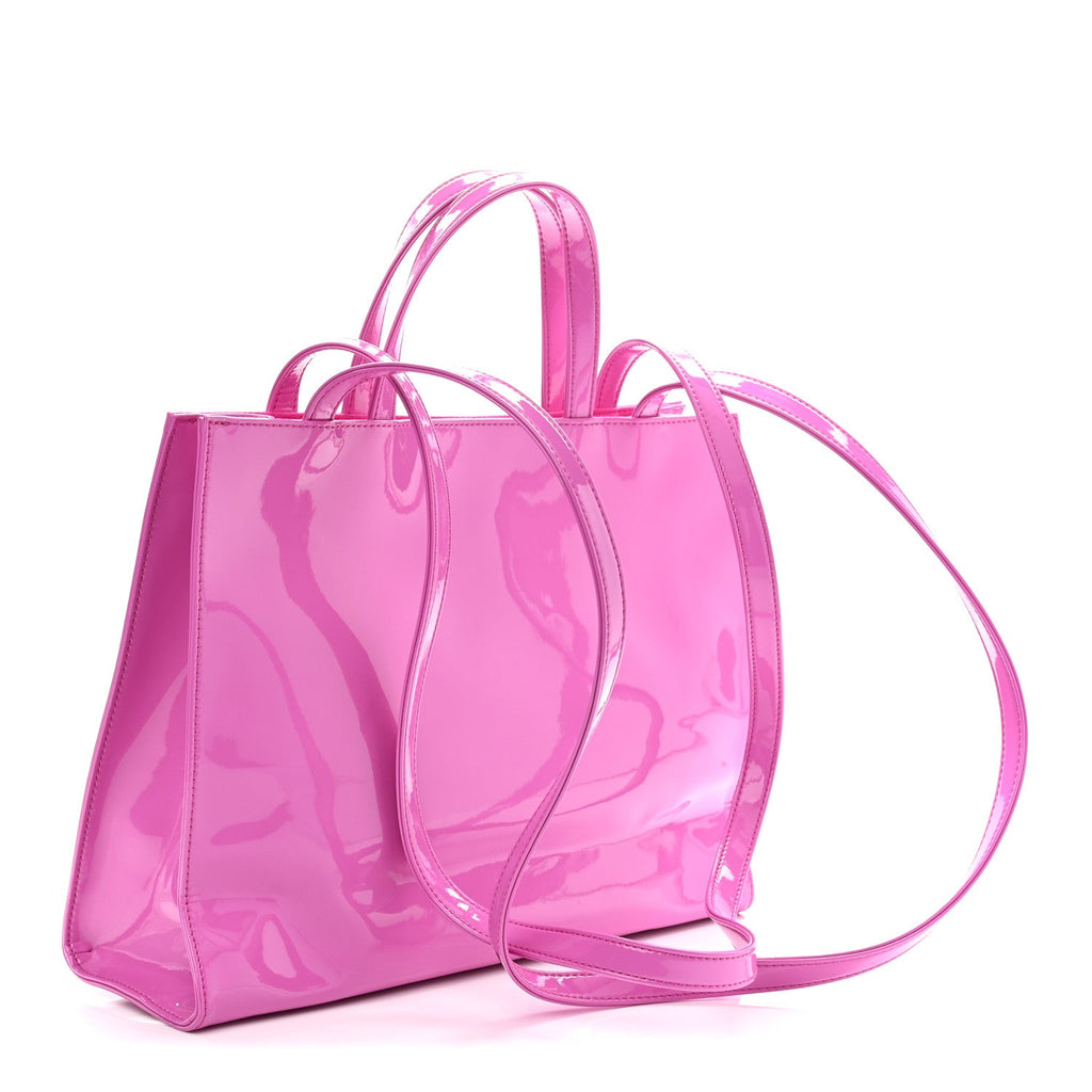 Patent Vegan Leather Medium Shopping Bag Pink