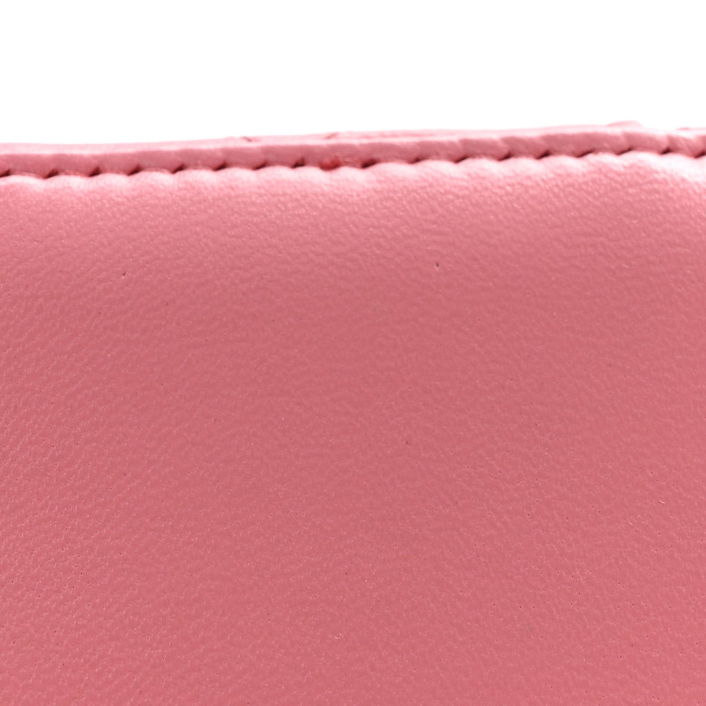 Lambskin Quilted Trendy Mini Vanity Case With Chain Pale Pink
