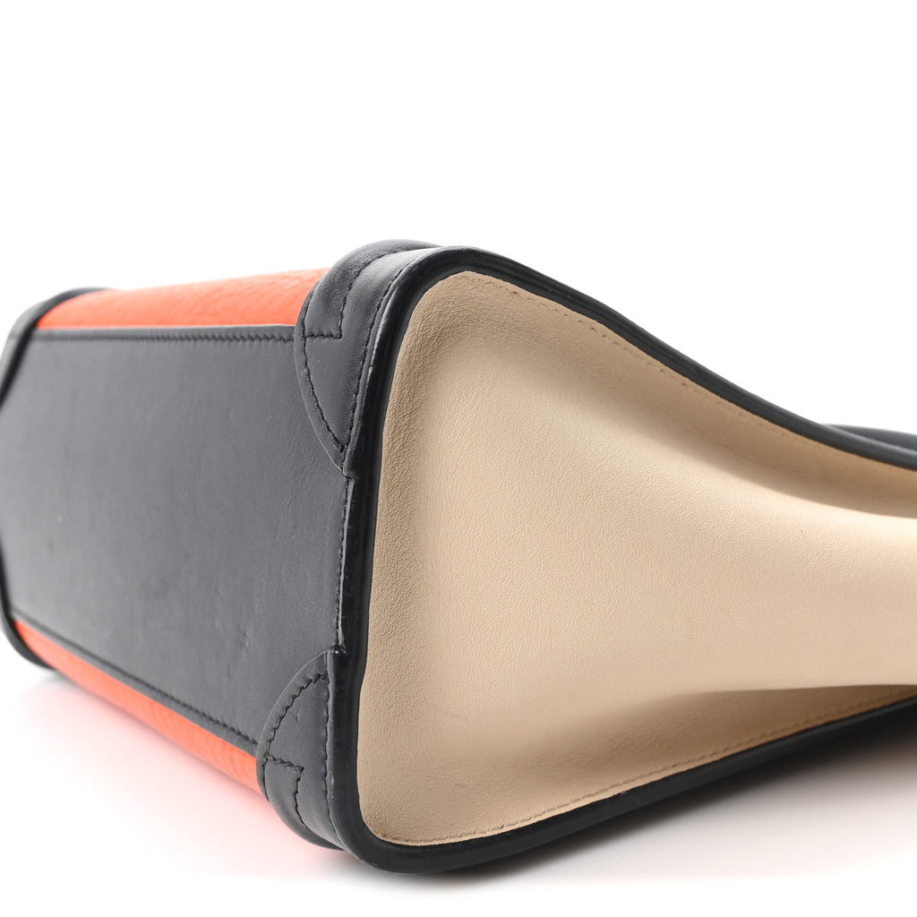 Elephant Calfskin Nano Tri-Color Luggage Bright Orange