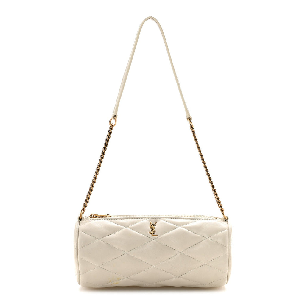 Lambskin Monogram Mini Sade Tube Bag Crema Soft