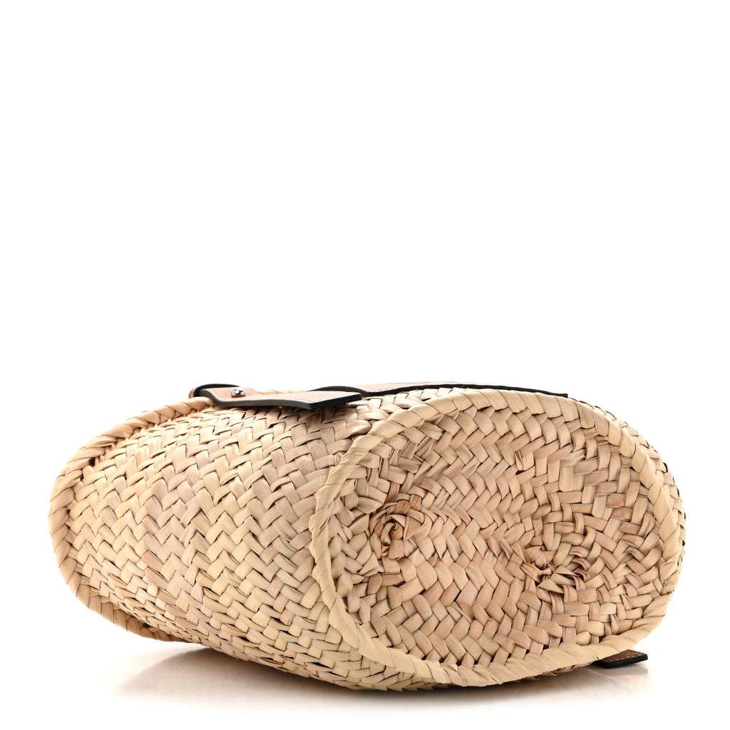 Raffia Small Basket Tote Bag Natural Tan