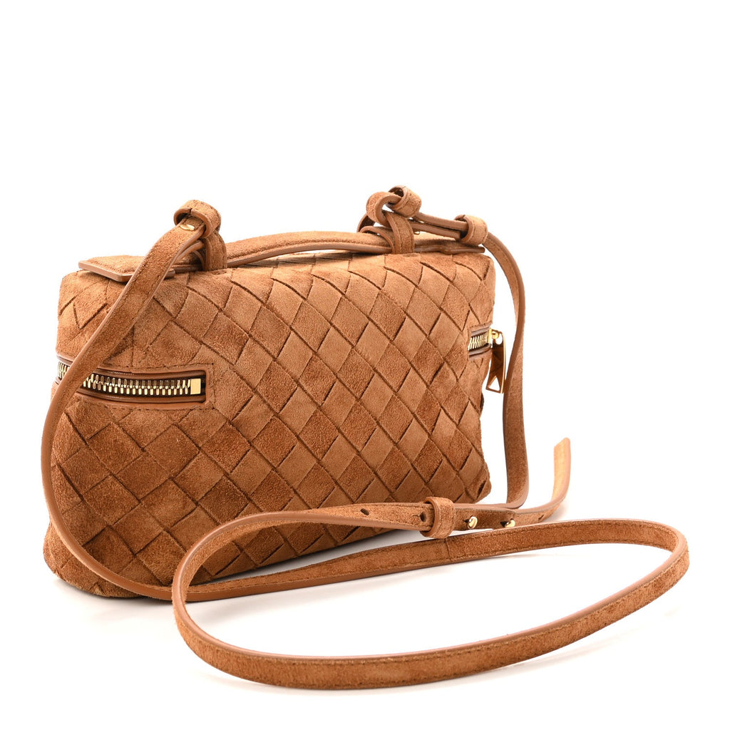 Suede Intrecciato Bang Bang Vanity Case Amber