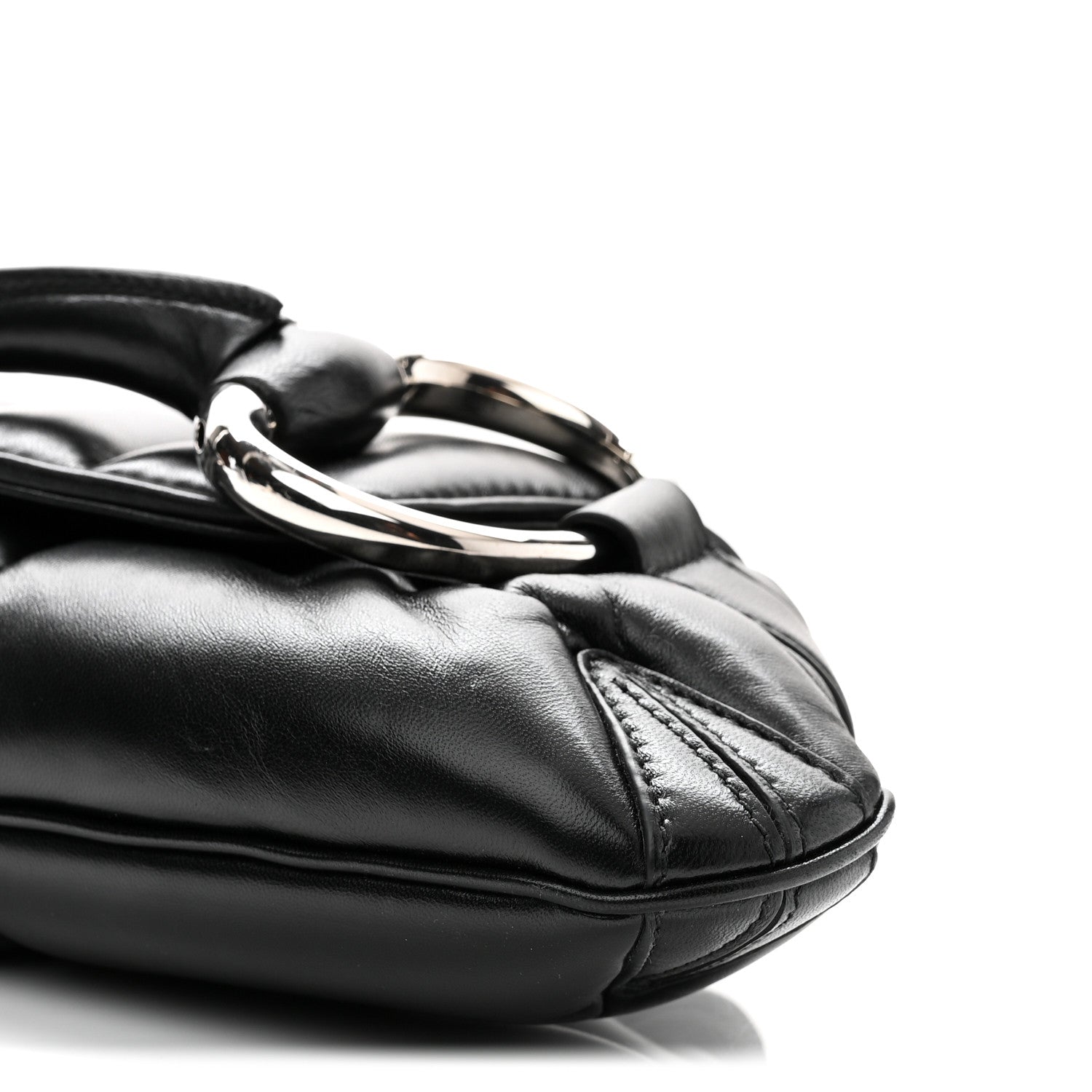Nappa Vertical Matelasse Medium Maxi Horsebit Chain Shoulder Bag Black