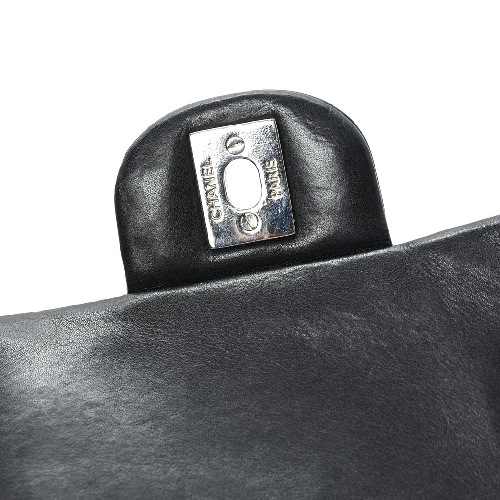 Patent Calfskin Quilted Mini Rectangular Flap Black