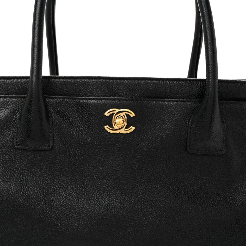 Calfskin Cerf Executive Shopper Tote Black