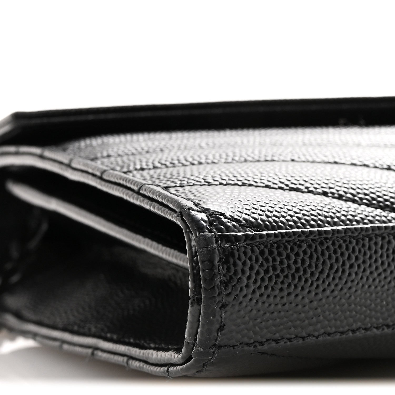 Grain De Poudre Matelasse Chevron Monogram Monochrome Chain Wallet Black