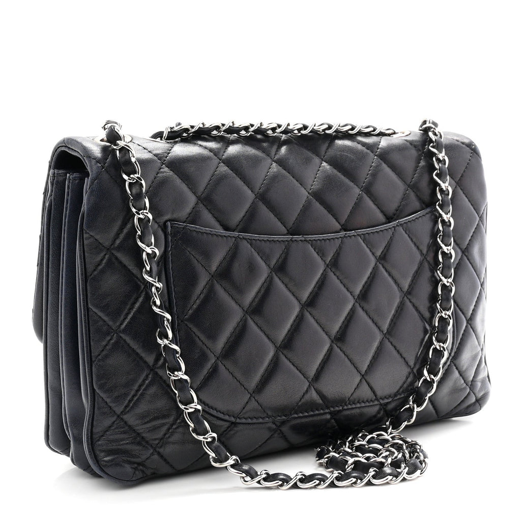 Lambskin Quilted Jumbo Chanel 3 Flap Navy