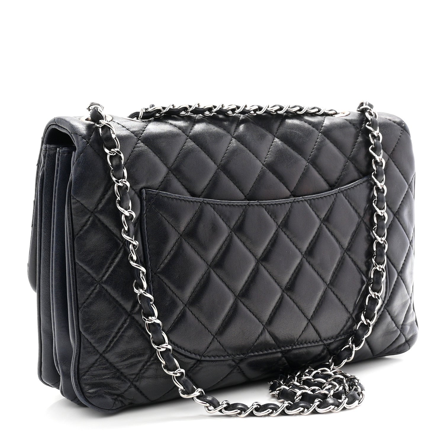Lambskin Quilted Jumbo Chanel 3 Flap Navy