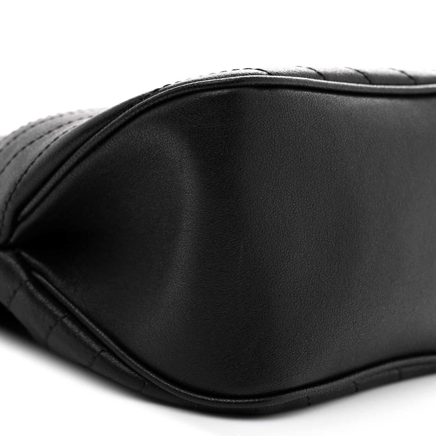 Sakai Be Green Calfskin Diagonal Stitched Mini Blondie Bucket Bag Black