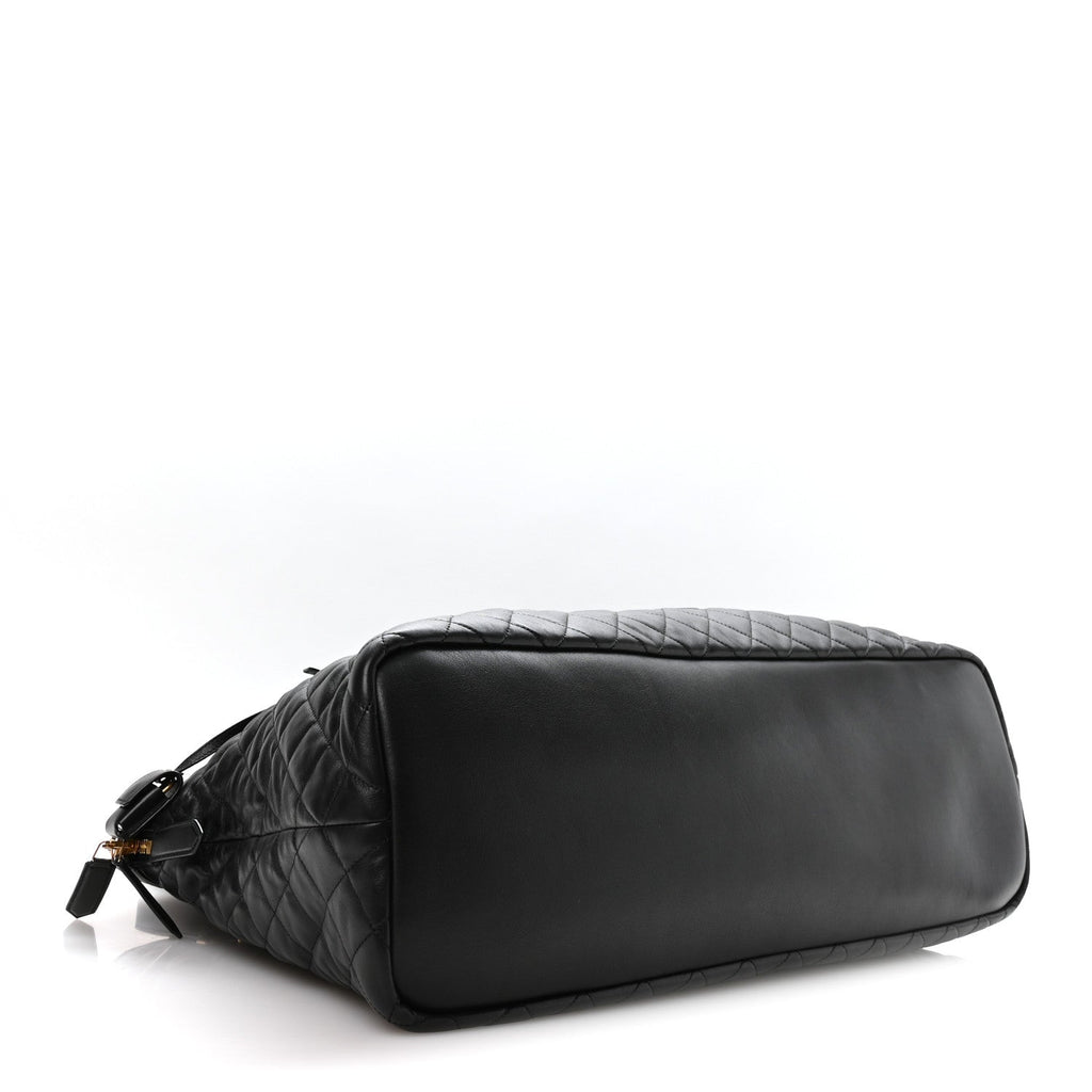 Calfskin Quilted ES Giant Travel Bag Black