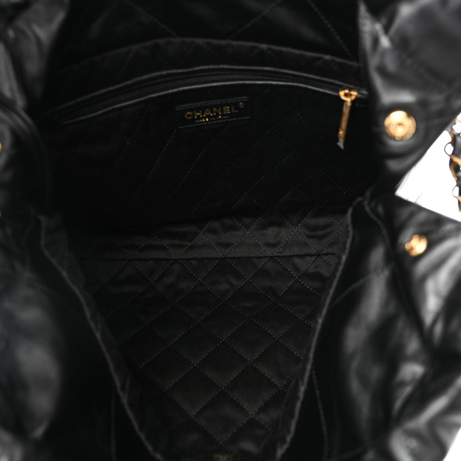 Shiny Calfskin Quilted Small Chanel 22 Black