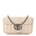 Calfskin Matelasse Aria Super Mini GG Marmont Shoulder Bag Mystic White