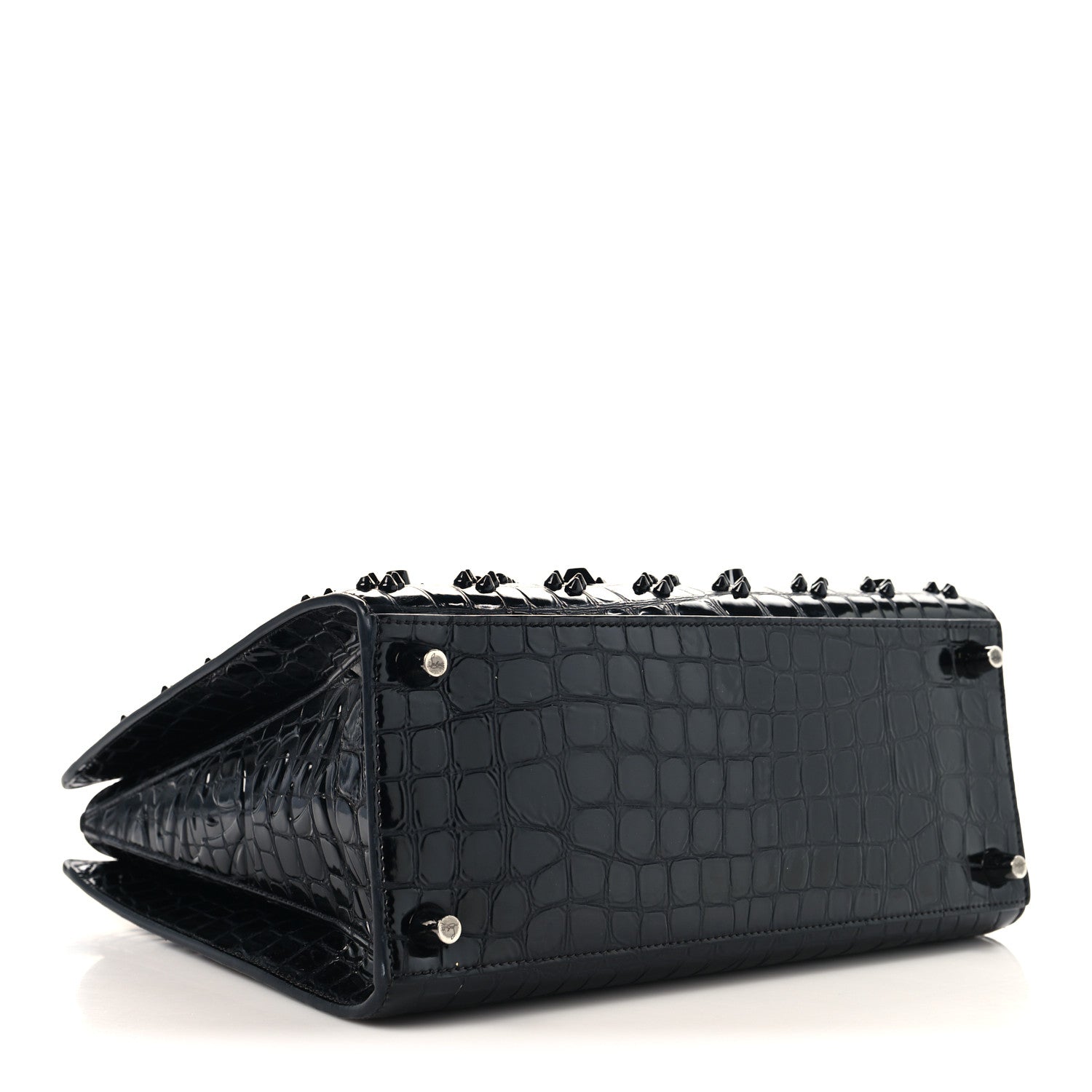 Calfskin Crocodile Embossed Studded Medium Paloma S Black