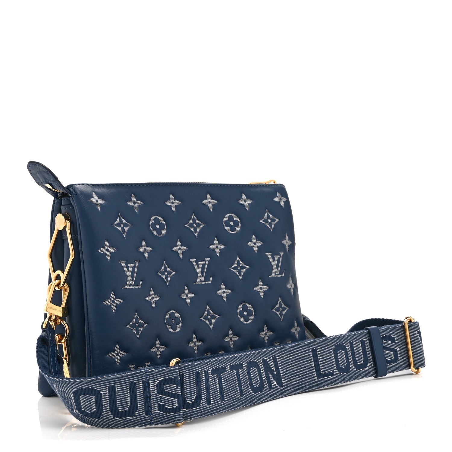 Lambskin Embossed Monogram Coussin PM Denim Blue