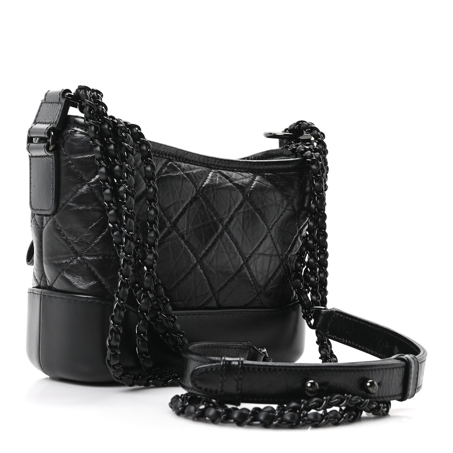 Aged Calfskin Quilted Small Gabrielle Hobo So Black