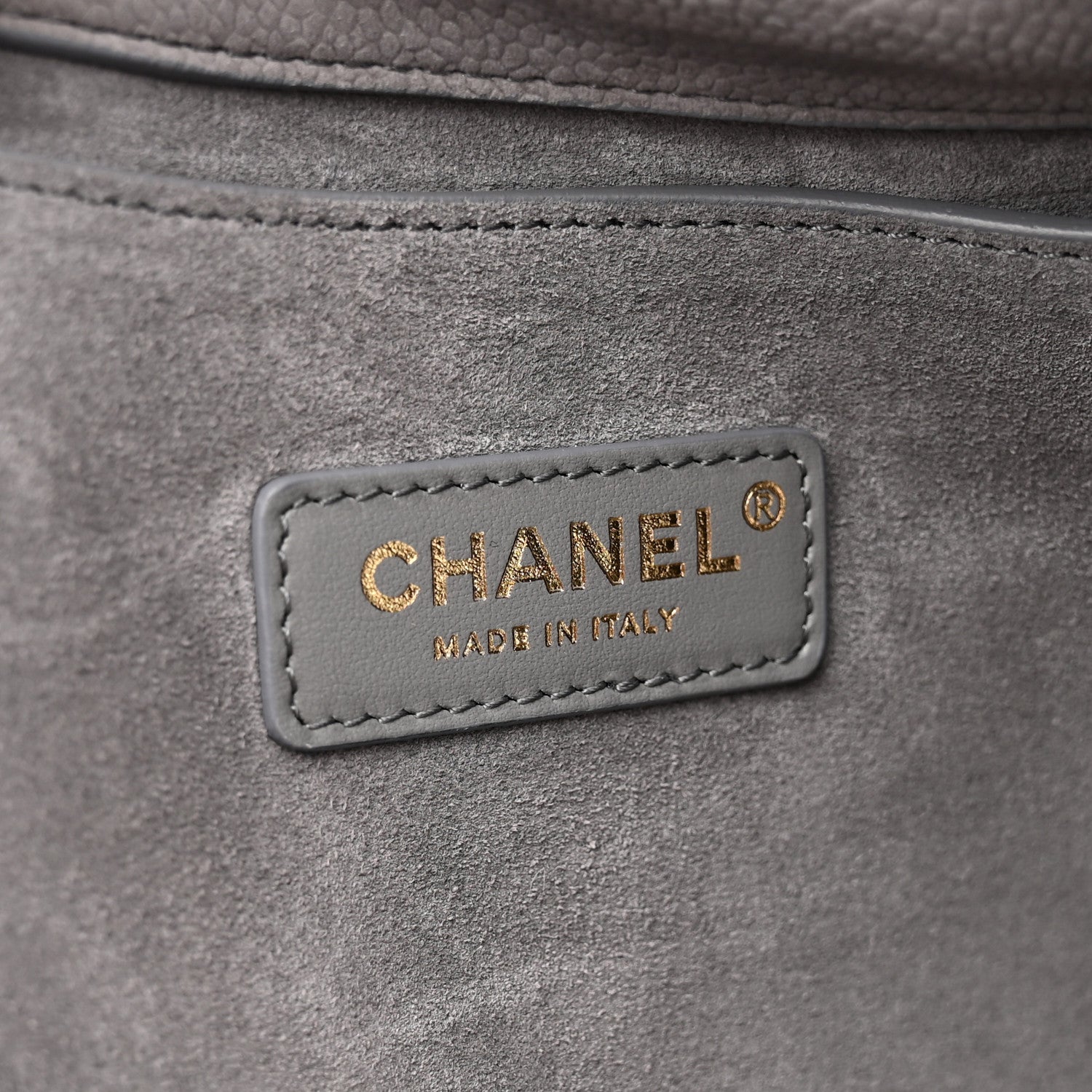 Grained Nubuck Caviar Quilted Large Shopping Bag Grey