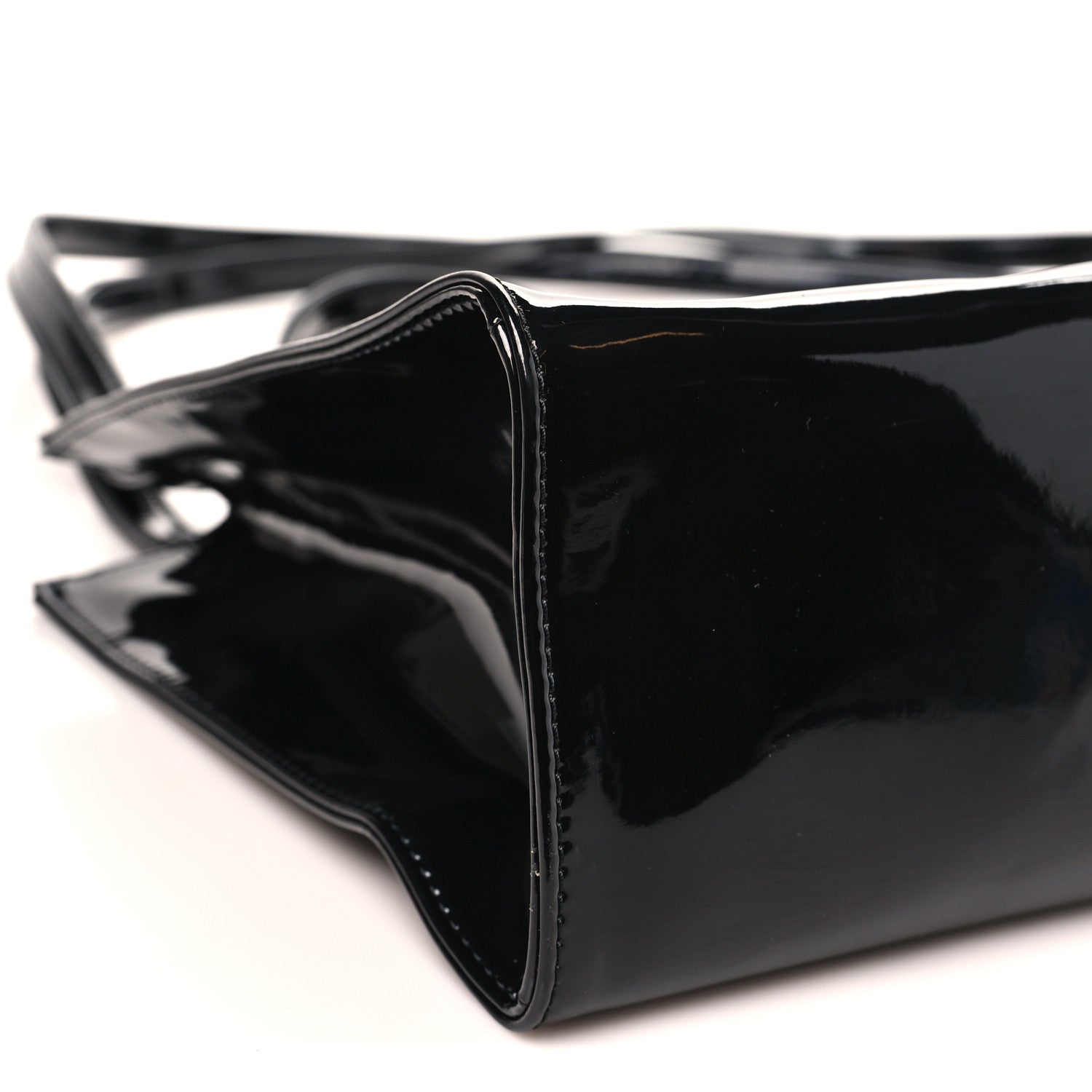 Patent Vegan Leather Shmedium Shopping Bag Black