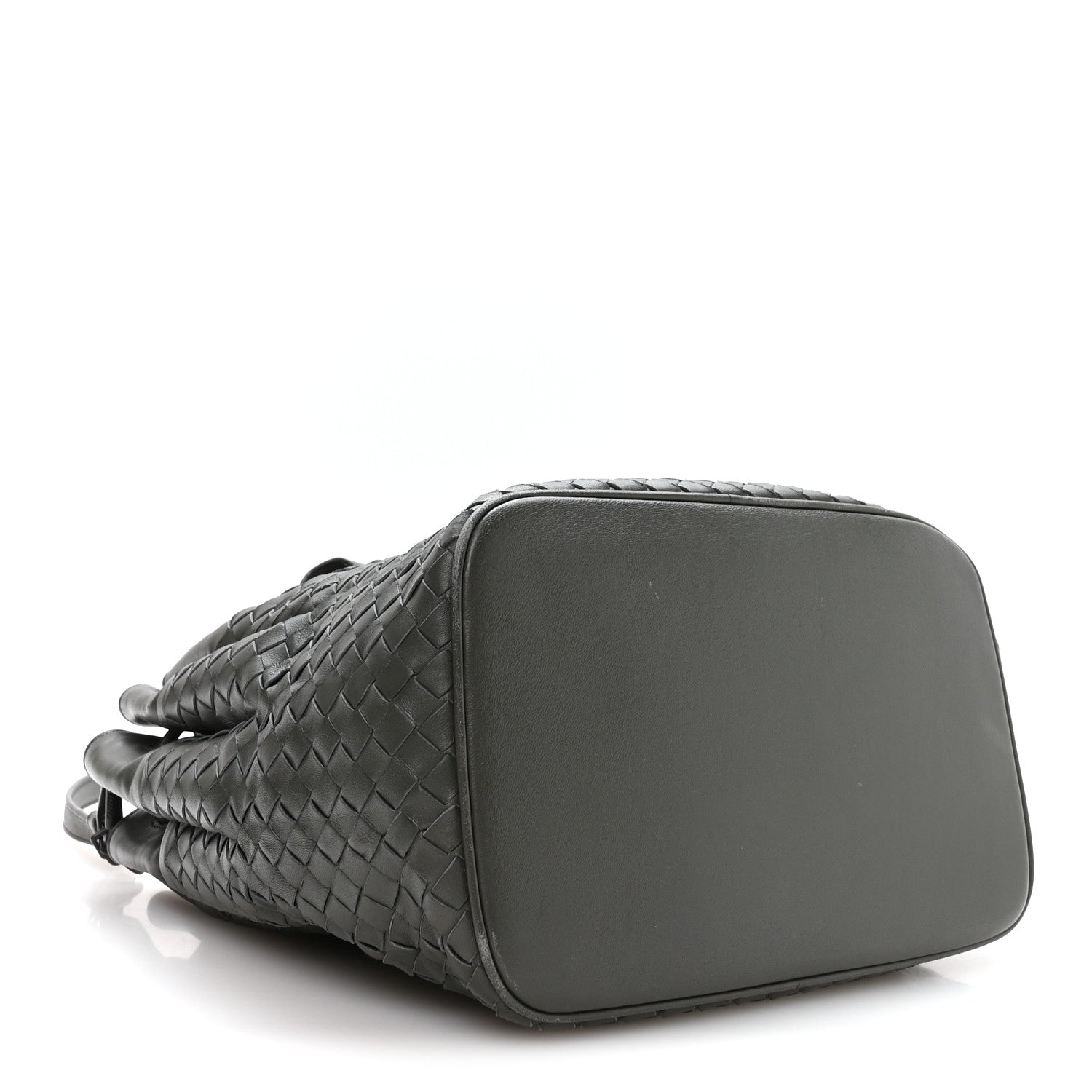 Nappa Intrecciato Drawstring Bucket Bag Grey