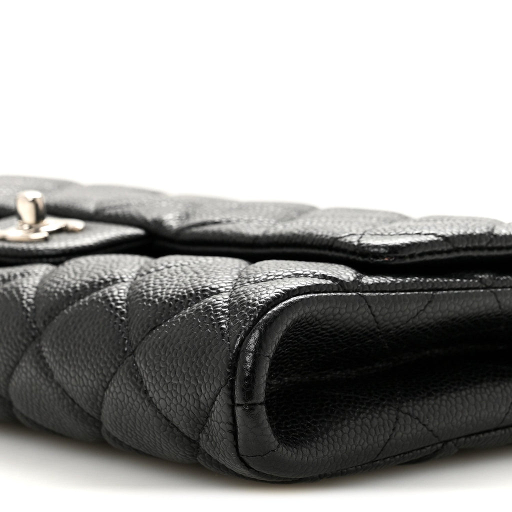 Caviar Quilted Clutch With Chain Flap Black