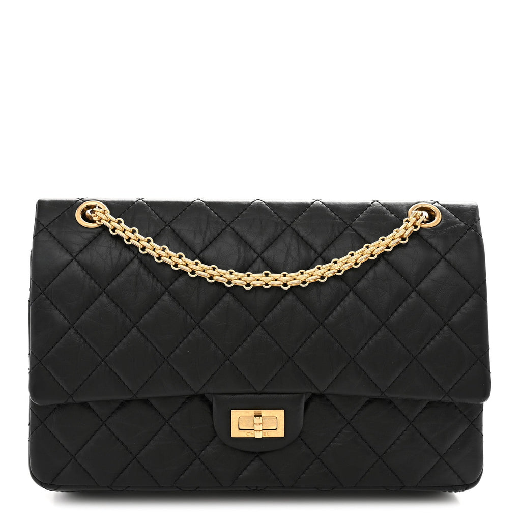 Aged Calfskin Quilted 2.55 Reissue 226 Flap Black