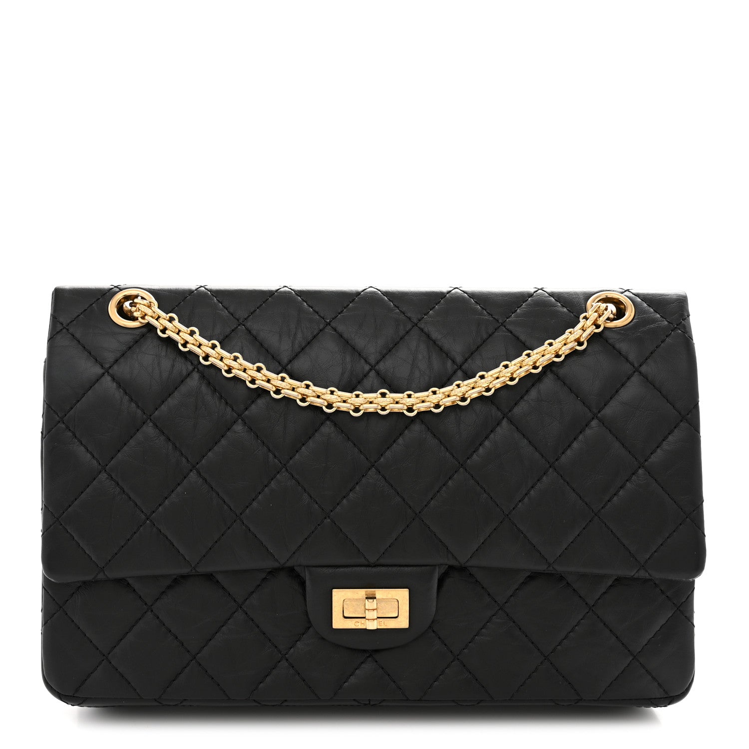 Aged Calfskin Quilted 2.55 Reissue 226 Flap Black